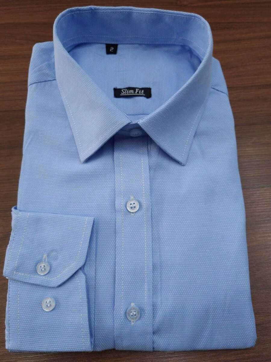 Men's Slim Machined Dress Shirt H149 - 青碧色 - 查看 1