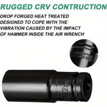 10PCS Impact Socket Set Deep Impact Socket Tool Set Metric Drive Deep Socket Durable Reliable Drive Hex Nuts 1/2 Inch 10-24mm For Professional Repair DIY - Black - View 5