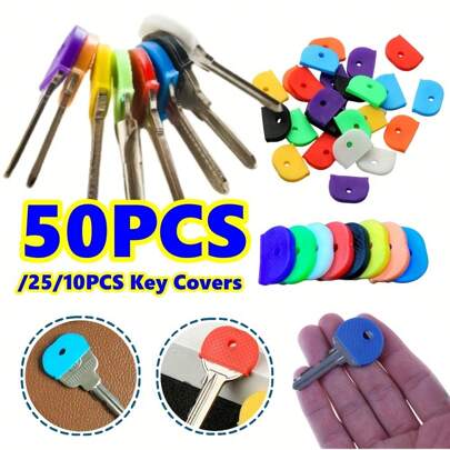 10/25/50PCS Silicone Key Caps Silicone Key Cap Covers Set - Durable, Slip-Resistant & Easy To Identify - Perfect For Organizing Household Keys