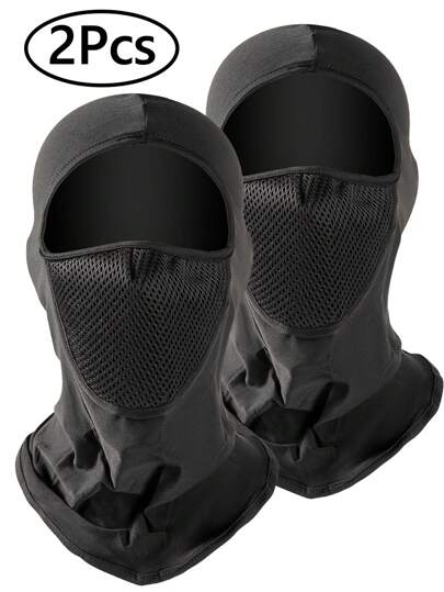 2 件拉法帽全脸面罩冬季防风拉法帽颈部防晒透气面罩太阳/紫外线面罩 UPF 50+ 滑雪面罩颈套脸围巾户外运动万圣节