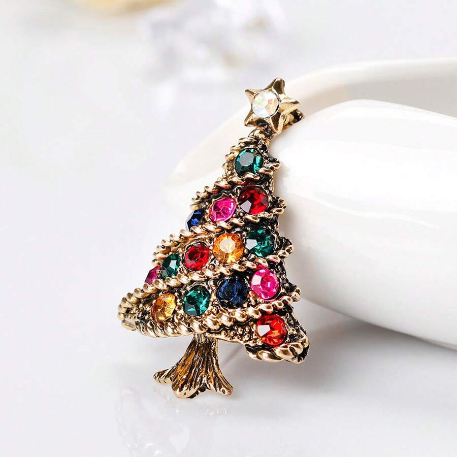 1PC   Christmas Tree Brooch Holiday Jewelry Brooches Pin For Christmas Gift - Multicolor - View 1