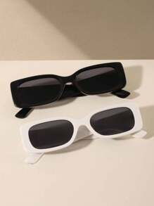 1/2/3 pares de gafas de sol rectangulares pequeñas de moda para mujer, adecuadas para uso diario, versátiles y elegantes, ideales para salidas familiares, viajes, vacaciones en la playa, actividades al aire libre, etc. - Multicolor - Ver 6