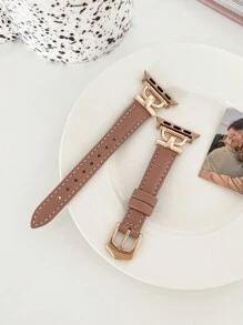 1 件女式棕色、卡其色、深绿色、牛油果绿色、浅粉色、浅粉色皮革 D 型扣表带，兼容 38/40/41/42/44/45/49/46 毫米 Apple Watch Ultra2/Ultra/SE/Series 10/9/8/7/6/5/4/3/2/1 - 38mm/40mm/41mm - 查看 14