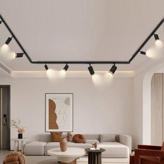 180° Rotatable GU10 Track Light, Ceiling Mounted Spotlight, Black/White Metal Aluminum + PC, AC85-265V, Suitable For Bedroom, Study, Living Room, Closet, Display Cabinet, Showroom, Store, Gallery, Corridor, Dining Room, Clothing Store, Bar