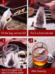 100 Pcs Tea Filter Bag For Loose Tea, Disposable Tea Infuser, Drawstring Empty Bag, Bath Herb Filter Back To School