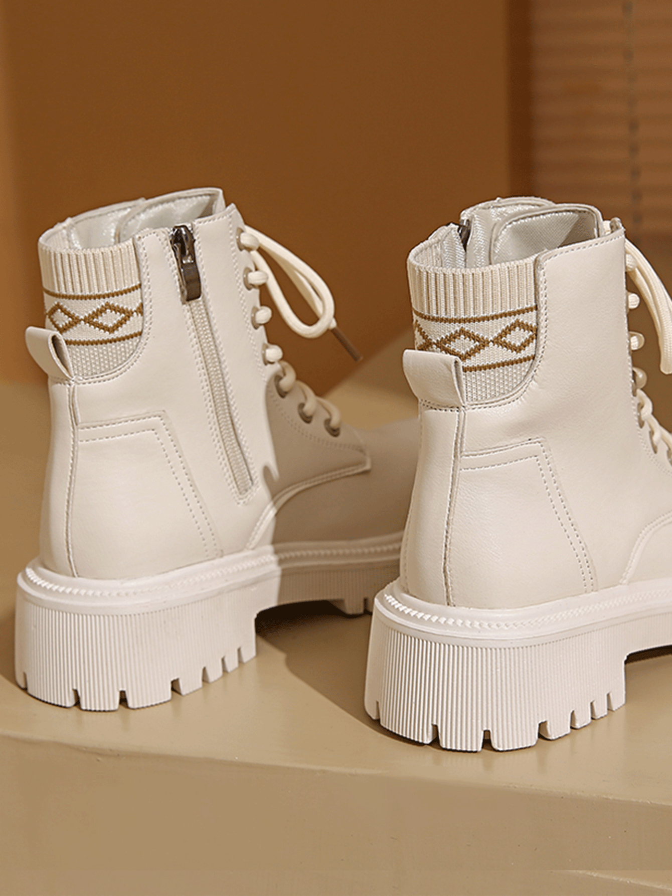 New Women Fashion Casual Ankle Boots Daily Versatile Comfortable  Boots In Black & Beige