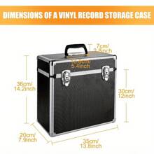 Vinyl Record Storage 12" LP Case Album Collection DJ Carry Storage Cases Lockable Box LP Case Vinyl Record Storage Carry Box Holds Up To 50pcs Albums Record Collection Chest (Black) - Black - View 8