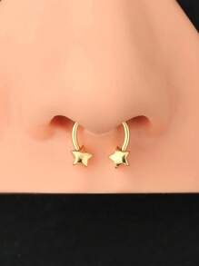 1 pieza Aro de septum de acero inoxidable de 16G con diseño de estrella, corazón y mariposa, color variado, para mujeres y hombres, aro de septum de 10mm, regalo de San Valentín y cumpleaños - Multicolor - Ver 19