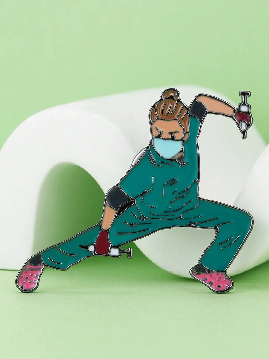 1pc Creative Medical Enamel Pin RN Brooch For Doctor Nurse Funny Nursing Kung Fu Lapel Lanyard Coat Bag Badge Gifts Accessories For Students Colleagues Medico