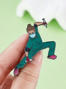 1pc Creative Medical Enamel Pin RN Brooch For Doctor Nurse Funny Nursing Kung Fu Lapel Lanyard Coat Bag Badge Gifts Accessories For Students Colleagues Medico