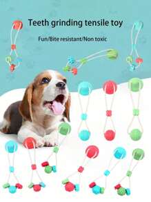 1 Set Pet Dog Toys Anti-Boredom Toys, Chewing Teeth Cleaning Toys, Durable Pull Rope Suction Cup Toys, Pet Supplies