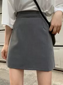 Women's Solid Color Minimalist Casual Mini Skirt
