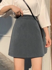 Women's Solid Color Minimalist Casual Mini Skirt