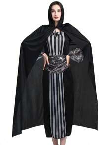 1 pieza Capa con capucha unisex para fiestas y actuaciones, con tela, ideal para varios festivales, disfraz de Halloween, diablo, vampiro, disfraz, accesorios de disfraz de festival, capa negra de Navidad