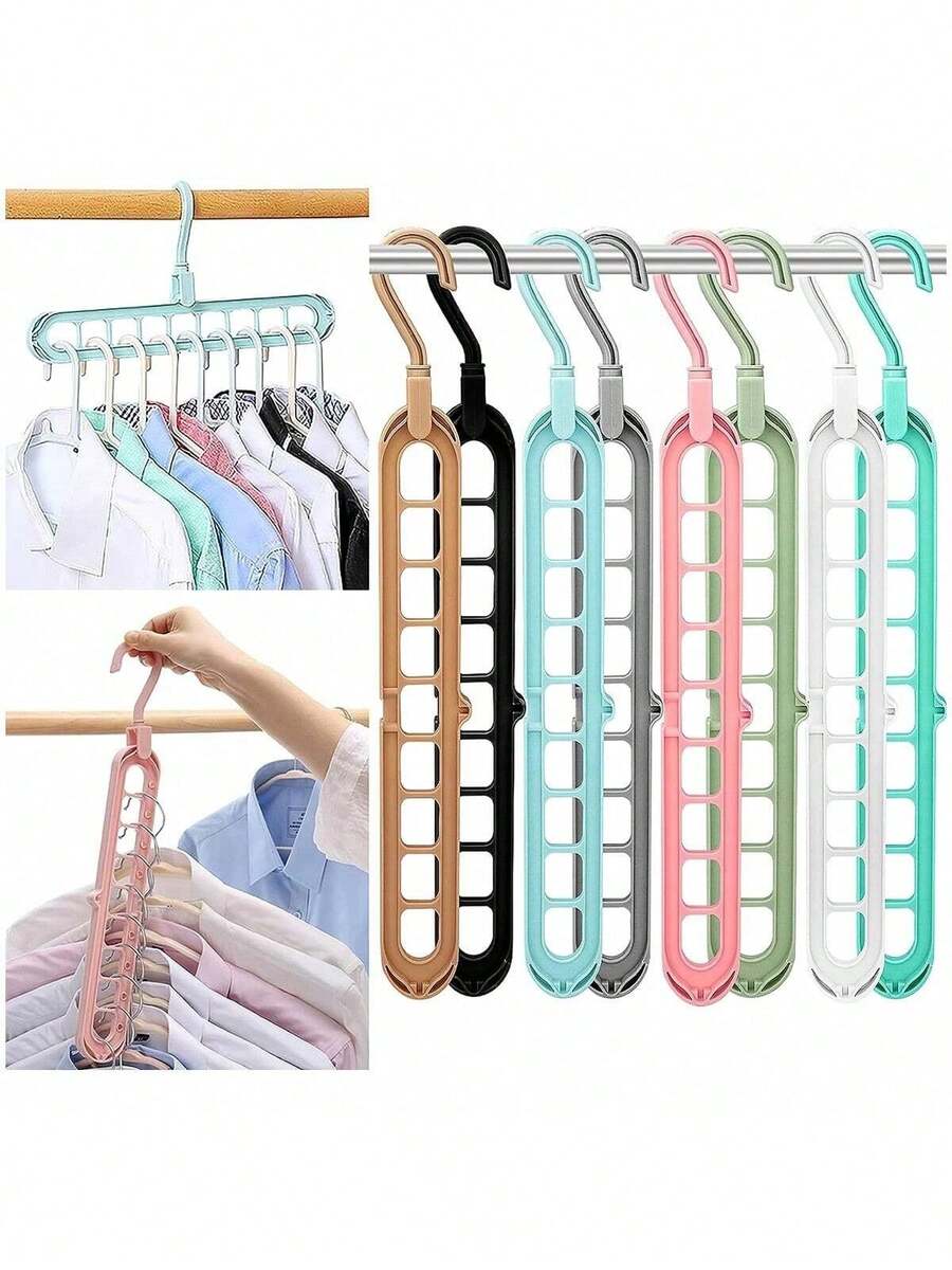 Kit 3 Rotating Magic Hanger 9 Foldable Dividers Multifunctional Organizer 360º Wardrobe Clothes Rack - Nhiều màu - Xem 1