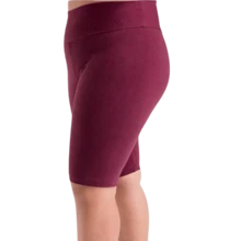 Women's Plus Size Legging Shorts Mid-Thigh Suplex Bermuda High Waist Gym Zero Transparency - 酒紅色 - 查看 1