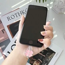 Universal Dust Plug Charm Decor Compatible With Iphone 5-IPhone 14 Smartphones, Lucky Four Leaf Clover Design - Pink - View 3