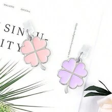 Universal Dust Plug Charm Decor Compatible With Iphone 5-IPhone 14 Smartphones, Lucky Four Leaf Clover Design - Pink - View 4