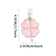 Universal Dust Plug Charm Decor Compatible With Iphone 5-IPhone 14 Smartphones, Lucky Four Leaf Clover Design - Pink - View 8