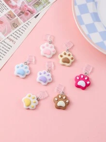 1pc Dog Paw, Cat Paw, Bear Paw Resin Anti-Dust Plug For IPhones, Android, Lightning, And Type-C Ports - Clear - View 1