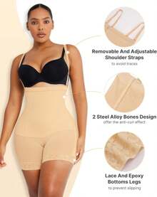 Faja  Butt Lifting Shapewear Body Shaper For Women Tummy Control Panties With Hook Zipper Closure - 杏色 - 查看 6