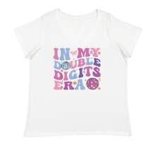 In My Double Digits Era Retro 10 Year Old 10th Birthday Ladies V-Neck T-Shirt - Heather grey - View 11