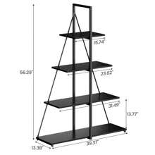 Bookcase, 4-Tier Ladder Bookshelf, A-Shaped Ladder Shelf Display, Ladder Shelf Storage Organizer For Living Room, Home Office - 黑色 - 查看 3