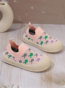 1 Pair Infant/Toddler Elastic Lightweight & Soft Sole Anti-Slip Casual Sports Shoes - Pink - View 3