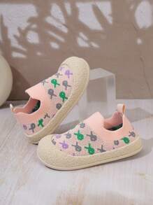 1 Pair Infant/Toddler Elastic Lightweight & Soft Sole Anti-Slip Casual Sports Shoes - Pink - View 5