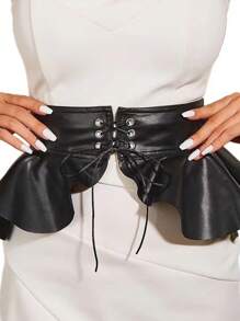 Nuevo diseño francés minimalista, cinturón de corsé negro de capa con lazo para la cintura para faldas, accesorios de cinturón de corsé negro para mujeres para vestidos, estilo vaquero occidental, vaquera, país, vintage, cinturón de corsé negro para vestido, entrenador de cintura para adelgazamiento y control de abdomen