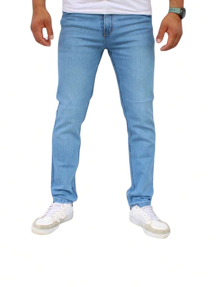 Slim Fit Stretch Denim Pants For Men John Silver - Baby Blue - View 1