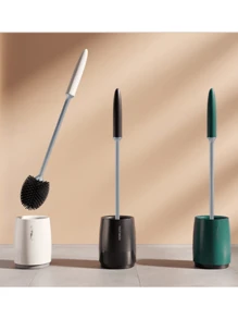 Bộ 1 chổi vệ sinh bồn cầu và giá đỡ, đầu chổi lông silicon, cán dài có lông cán chắc chắn dùng để vệ sinh phòng tắm, trang trí phòng tắm, trang trí mùa thu - Nhiều màu - Xem 1