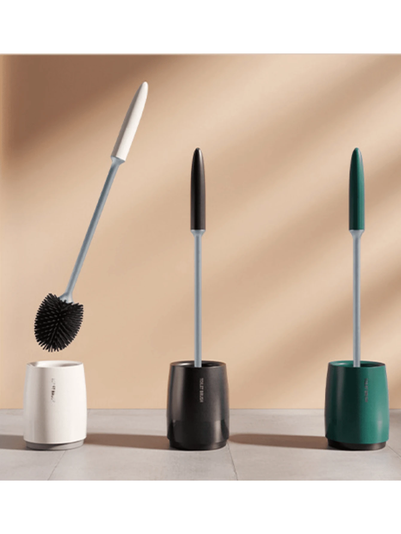 Bộ 1 chổi vệ sinh bồn cầu và giá đỡ, đầu chổi lông silicon, cán dài có lông cán chắc chắn dùng để vệ sinh phòng tắm, trang trí phòng tắm, trang trí mùa thu - Nhiều màu - Xem 1