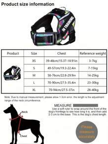 1pc Reflective Polyester Dog Harness, In Training Vest, No Pull Pet Chest Strap, Breathable Adjustable Outdoor For Small, Medium, And Large Dogs