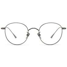 超轻纯钛复古眼镜框，适合小脸的圆框，男女通用经典简约时尚眼镜，纯色钛复古经典四季眼镜配件，适合女士 - 槍色 - 查看 9