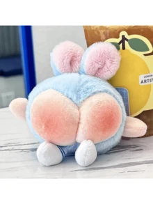 有趣的兔子屁股挤压娃娃挂件配件 - 毛绒桃色缓解压力小礼物 - 彩色 - 查看 3