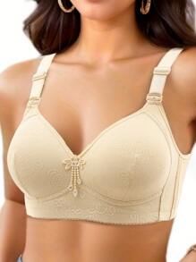 4 Stücke bügellose und frontverschließbare, stützende Push-Up BHs für Damen