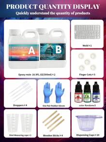 50ml/100ml/250ml/500ml/1000ml 透明水晶环氧树脂套装，适用于桌面和酒吧铸造的无气泡树脂，适用于工艺品的透明环氧树脂，生日/派对/节日礼物 - Epoxy Resin - 查看 12