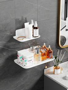 1 件壁架架子淋浴架浴室架子折叠浮动架子图片墙塑料储物箱用于衣服挂板塑料板白色家用可折叠壁架，免打孔壁挂塑料浮动架子，家用浴室，手巾，衣服收纳架 - 彩色 - 查看 4