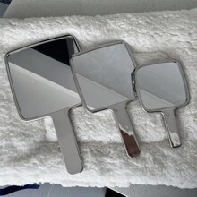 1pc Espelho de maquiagem com alça banhada Alta clareza Beleza portátil compacto redondo/quadrado Espelho de mão Melhores presentes