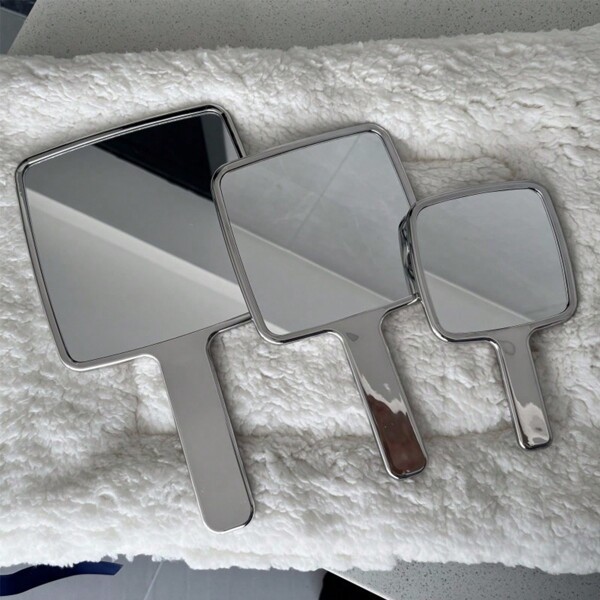 1pc Plated Handle Makeup Mirror High Clarity Beauty Portable Compact Round/Square Handheld Mirror Best Gifts Birthday Graduation Home Decor Back To School Room Decor School Supplies
