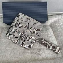 1pc Espelho de maquiagem com alça banhada Alta clareza Beleza portátil compacto redondo/quadrado Espelho de mão Melhores presentes