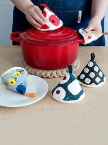 1个三角锅盖厨房布艺隔热锅把手盖陶锅铁锅耳套防烫盖厨房小工具 - 彩色 - 查看 2