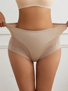 Flarixa 女士中腰透气性感网眼三角裤 凉爽对比网眼内裤 - 米色 - 查看 4