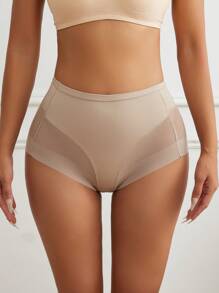 Flarixa 女士中腰透气性感网眼三角裤 凉爽对比网眼内裤 - 米色 - 查看 2