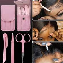 4pcs/Set Cut Lace Scissor Wig Pre-Plucked Hairline Tweezer Lace Frontal Install Set - Multicolor - View 1