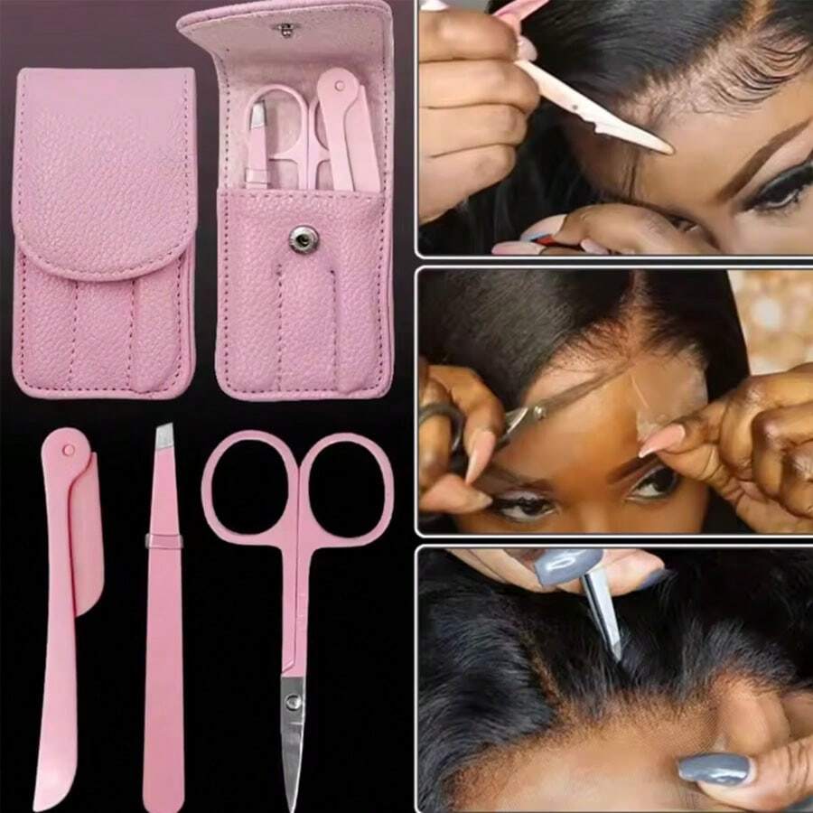 4pcs/Set Cut Lace Scissor Wig Pre-Plucked Hairline Tweezer Lace Frontal Install Set - Multicolor - View 1