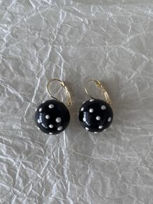 Dos pares de un conjunto o un par en negro y un par en blanco, etc., un par de opciones con un diseño simple y de moda, pendientes de aleación a lunares, un par adecuado para que las mujeres los usen en el día a día. - Multicolor - Ver 5