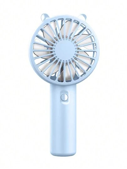1pc Unisex Solid Color Cute Ear Design USB Rechargeable Handheld Fan, Portable Cooling Fan For Summer Outdoor Sports Office School Beach Pool Party Holiday