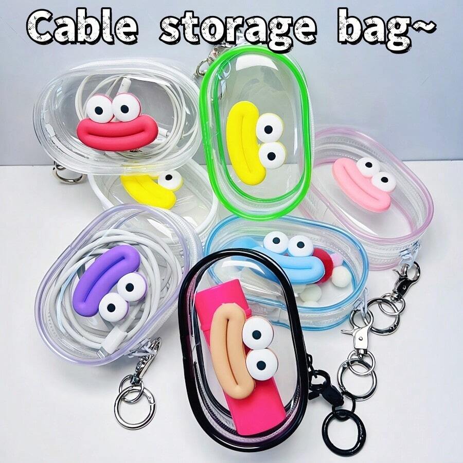 1pc Portable Mini Colorful Transparent Zipper Storage Pouch, Cute Cartoon Pattern Design, Multi-Functional Jewelry Organizer Bag For Earphones, Cables, Lipsticks, Keychains, Rings, Small Accessories, Travel Accessory Travel Essentials Holiday Essentials Bag,Room Decor, Bags,Makeup Bag,Vanity,Travel,Make Up Bag,Travel Essentials,Organizer,Storage,Travel Essential,Makeup Organizer,Makeup Bags,Make Up Organizer,Organiser,Toiletry Bag,Desk Organiser,Cosmetic Bag,Makeup Pouch,Make Up Organize,Vanity Accessories,Make Up Pouch,Make Up Bags
